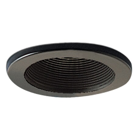 Nora Lighting 4" Stepped Metal Baffle Trim w/ Metal Ring, Black/Black NS-41B